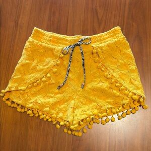 Xhilaration High Waist Yellow Pom-Pom Shorts